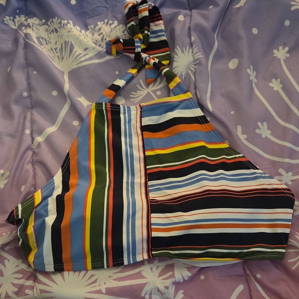 Anne Cole Multicolor Striped High Neck One-Piece
